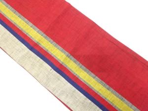 アンティーク　綿紬　嶋模様織り出し全通袋帯（材料）